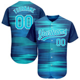 Custom Royal Lakes Blue-White 3D Pattern Design Authentic Baseball Jersey