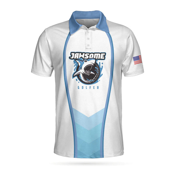 Max Corners American Flag Shark, Jawsome Golfer 3D Custom Polo Shirt