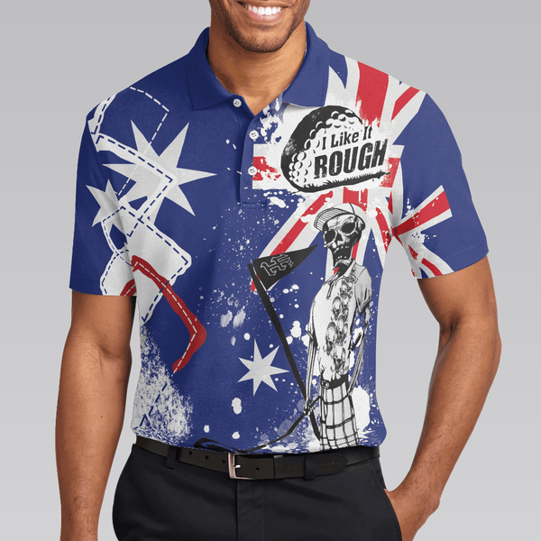 Max Corners Argyle Pattern Skeleton Golfing, Golf I Like It Rough Australian Flag 3D Custom Polo Shirt