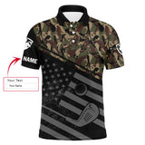 Max Corners Black American Flag Patriotic Camo Pattern 3D Custom Polo Shirt