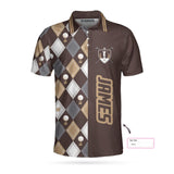 Max Corners Brown Argyle Pattern Grandpa Golf 3D Custom Polo Shirt