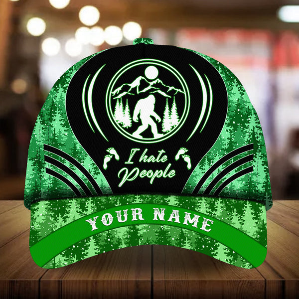 Max Corners I Hate People Bigfoot Pine tree pattern 4 Custom 3D Cap