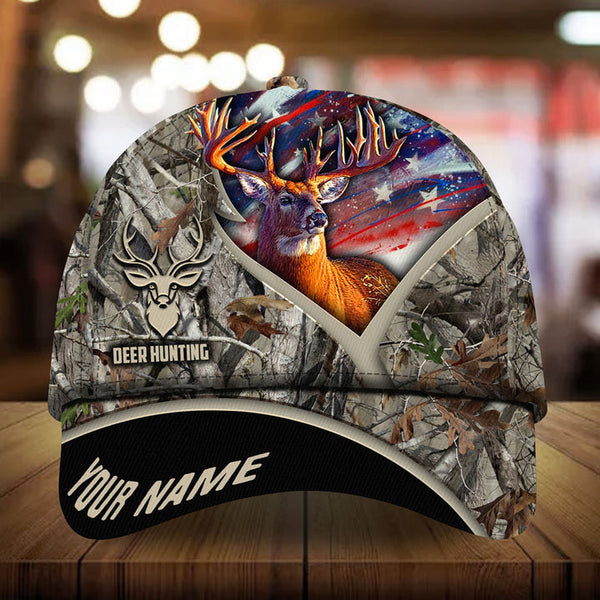 Max Corners Amazing US Flag Deer Hunting Camo Pattern 3D Multicolor Personalized Cap