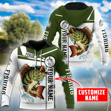 Maxcorners Perch Fishing Jumping Personalized Name 3D Shirt