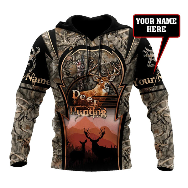 Maxcorners Deer Hunter Personalized Name 3D Over Printed Hoodie