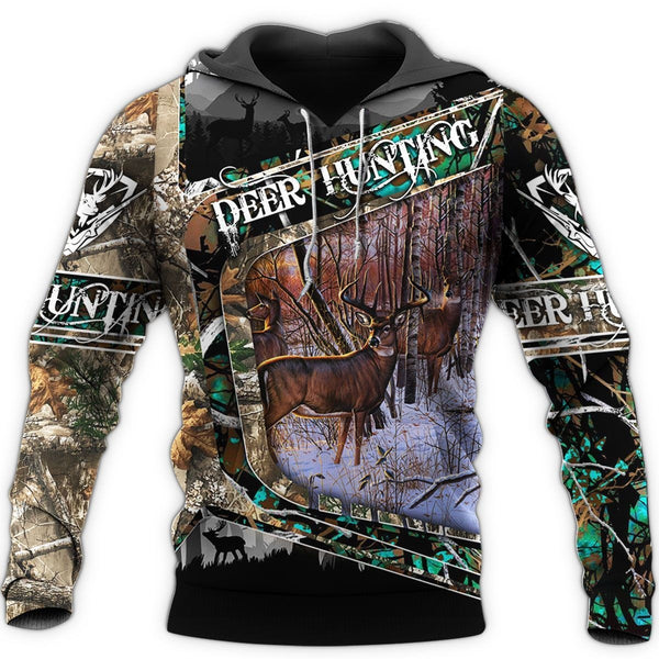 Maxcorners Deer Hunter 3D Over Printed Hoodie