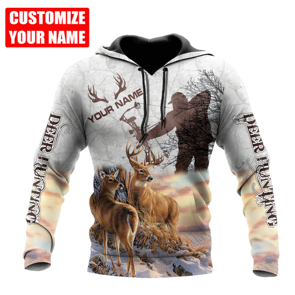 Maxcorners Deer Hunter Personalized Name 3D Over Printed Hoodie