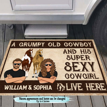 Maxcorners A Cowboy Couple Live Here With Their Horses Personalized Doormat