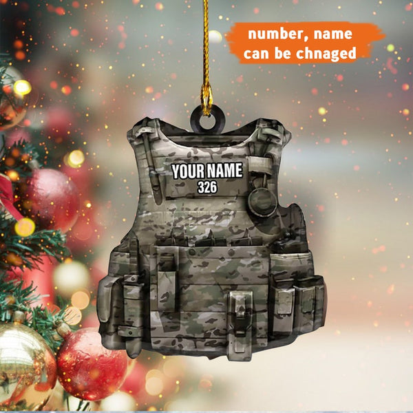 Maxcorners Personalized Military Vest Flat Ornament, Custom Name Ornament, Military Ornament, Gift For Military