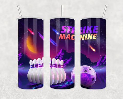 Maxcorners Purple Bowling Strike Machine All Over Printed Tumbler