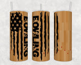 Maxcorners Bowling Wood USA Flag Pattern All Over Printed Tumbler