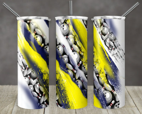 Maxcorners Milky Way Blue Yellow Bowling All Over Printed Tumbler