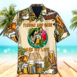 Maxcorners Unisex Fishing And Beer Are My Life Hawaiian Shirt