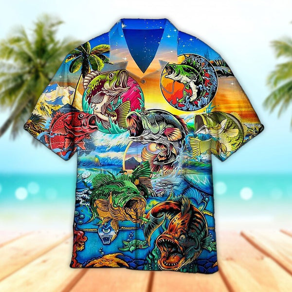 Maxcorners Unisex Fishing Monster Hawaiian Shirt