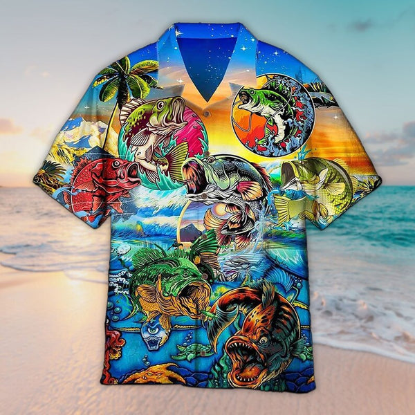 Maxcorners Unisex Fishing Monster Hawaiian Shirt