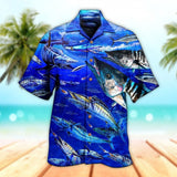 Maxcorners Unisex Fishing Love Blue Ocean Hawaiian Shirt