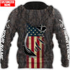 Maxcorners Fishing Hook American Flag Camo Personalized Name 3D Shirt