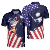 Max Corners American Flag with Abstract Golf Swing 3D Custom Polo Shirt