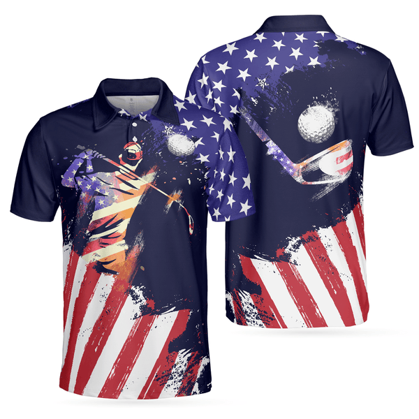 Max Corners American Flag with Abstract Golf Swing 3D Custom Polo Shirt