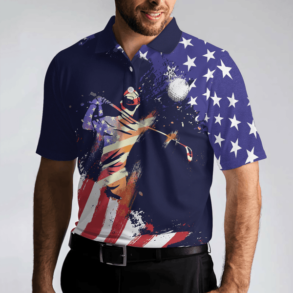 Max Corners American Flag with Abstract Golf Swing 3D Custom Polo Shirt