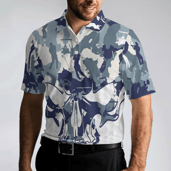 Max Corners Blue And White Camouflage Golf Set Skull 3D Custom Polo Shirt