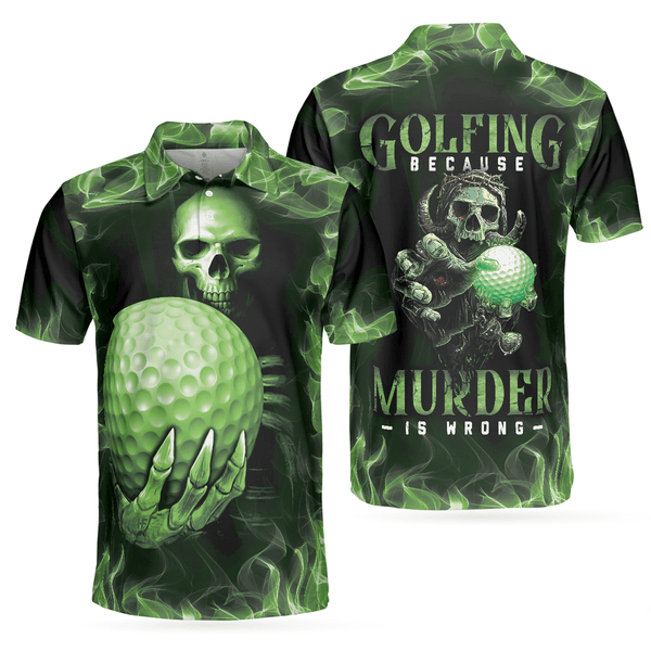 Max Corners Green Skull Golf Shirt Design, Scary Men 3D Custom Polo Shirt