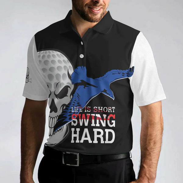Max Corners Life is Short Swing Hard Skull Albatross 3D Custom Polo Shirt