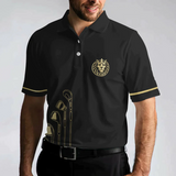 Max Corners Live Like A King Playing Golf Black And Gold 3D Polo Shirt