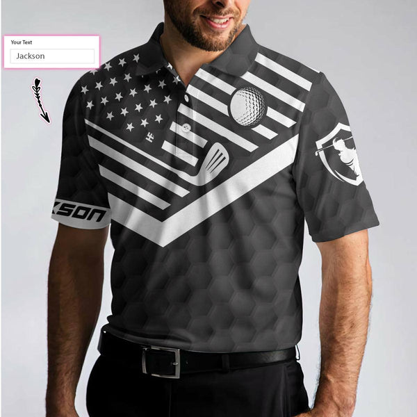 Max Corners Black American Flag Eat Sleep Golf Repeat 3D Custom Polo Shirt