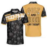 Max Corners Golf & Beer Is My Therapy 3D Custom Polo Shirt