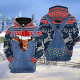 Maxcorners Dexter Cattle Christmas Knitting Pattern 3D Hoodie