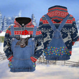 Maxcorners Black Sim Angus Cattle Christmas Knitting Hoodie Pattern 3D