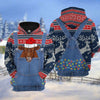 Maxcorners Red Angus Cattle Christmas Knitting Hoodie Pattern 3D
