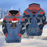 Maxcorners Wagyu Cattle Christmas Knitting Hoddie Pattern 3D