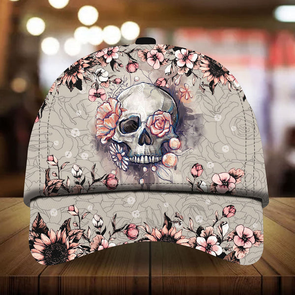 Maxcorners Custom Name Woman Skull Flower - Cap