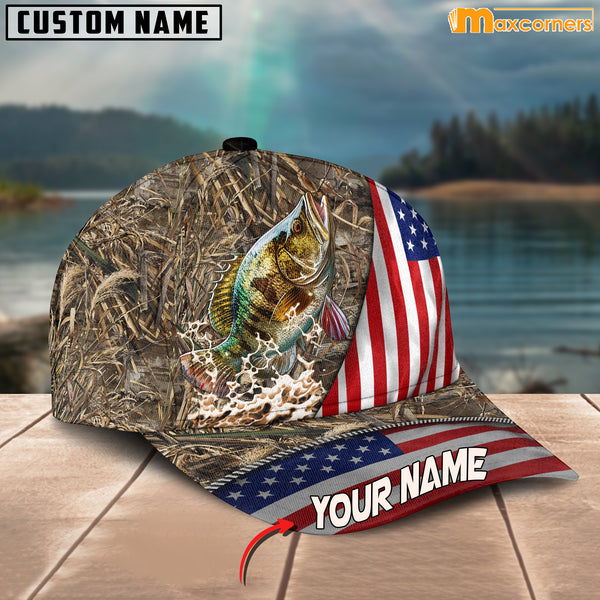 Maxcorners Personalized Zipper Flag Bass Fishing Cap