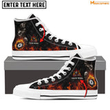 Maxcorners Skull On Fire Billiard Personalized Name High Top Shoes