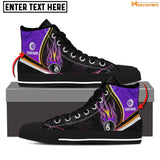 Maxcorners Purple and Black Strike Ball 8 Billiard Personalized Name High Top Shoes