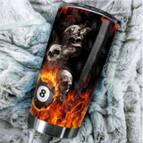 Maxcorners Billiards Fire Skull Personalized Name Tumbler