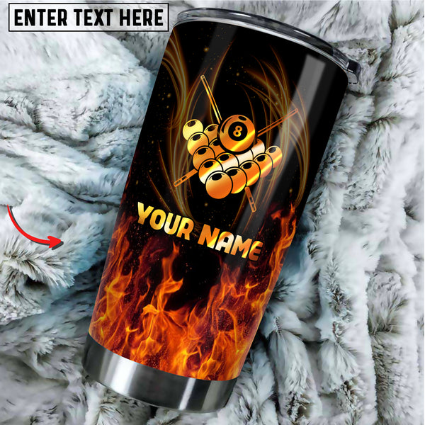 Maxcorners Billiards Flaming Eight Ball Personalized Name Tumbler