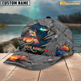 Maxcorners Bass Fishing Personalized Name 3D Over Printed Cap