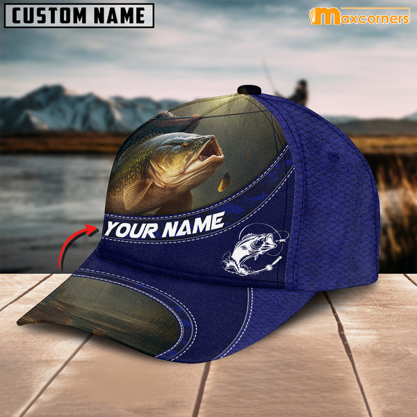 Maxcorners Bass Fishing Personalized Name 3D Over Printed Cap