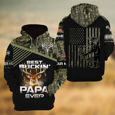 Maxcorners Best Buckin' Papa Ever Deer Hunting Hoodie 3D  HM