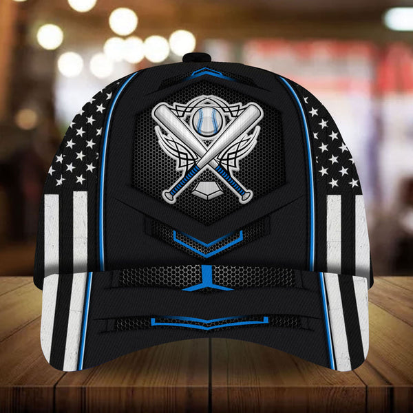 Max Corners Blue Base Ball Symbols Custom 3D Cap
