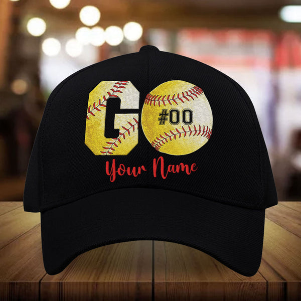 Max Corners Black Go Baseball Custom 3D Cap