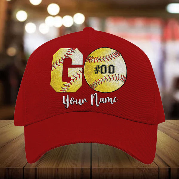 Max Corners Red Go Baseball Custom 3D Cap