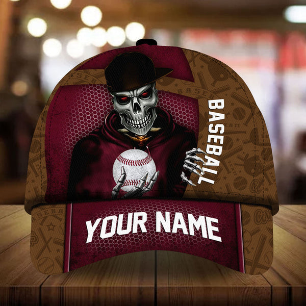 Max Corners Brown Baseball skull Boy Custom 3D Cap