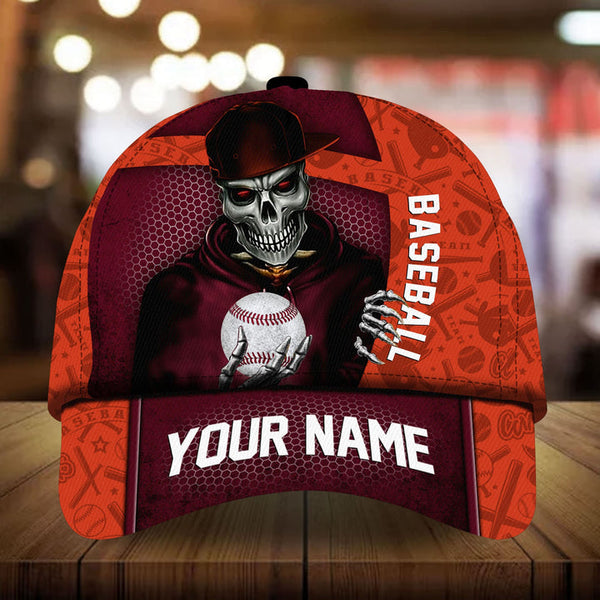 Max Corners Orange Baseball skull Boy Custom 3D Cap