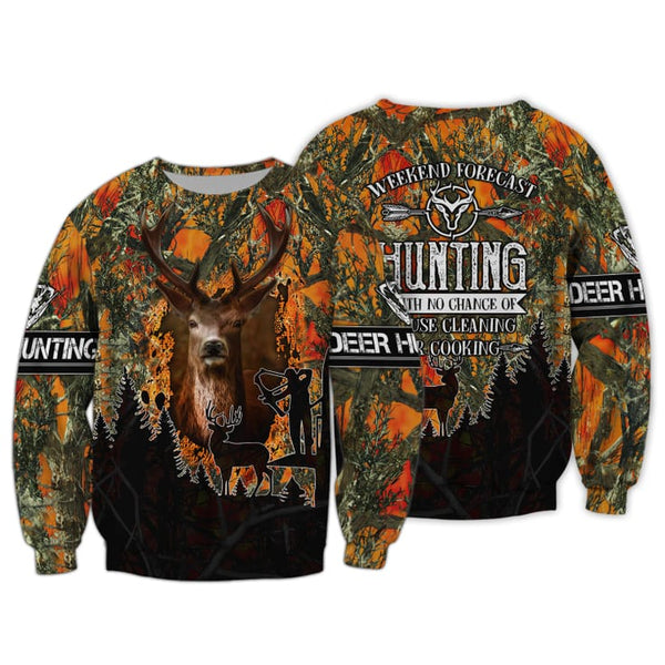 Maxcorners Weekend Forecast Hunting Deer All Over Printed 3D Shirts