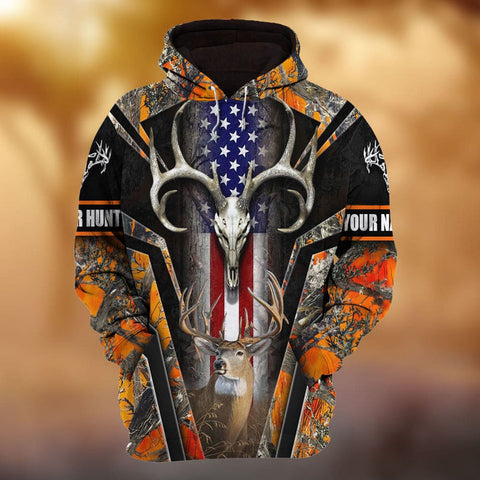 Max Corner Skull And Deer Hunting Art Personalized 3D Hoodie For Hunting Lover